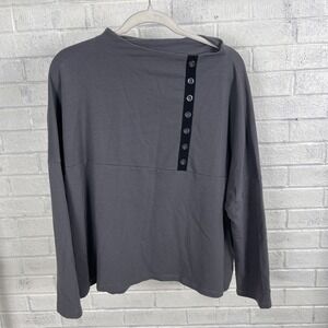 Chalet et Ceci Gray Soft Stretch Jersey Top Womens Size 1 S Rivet Minimalist